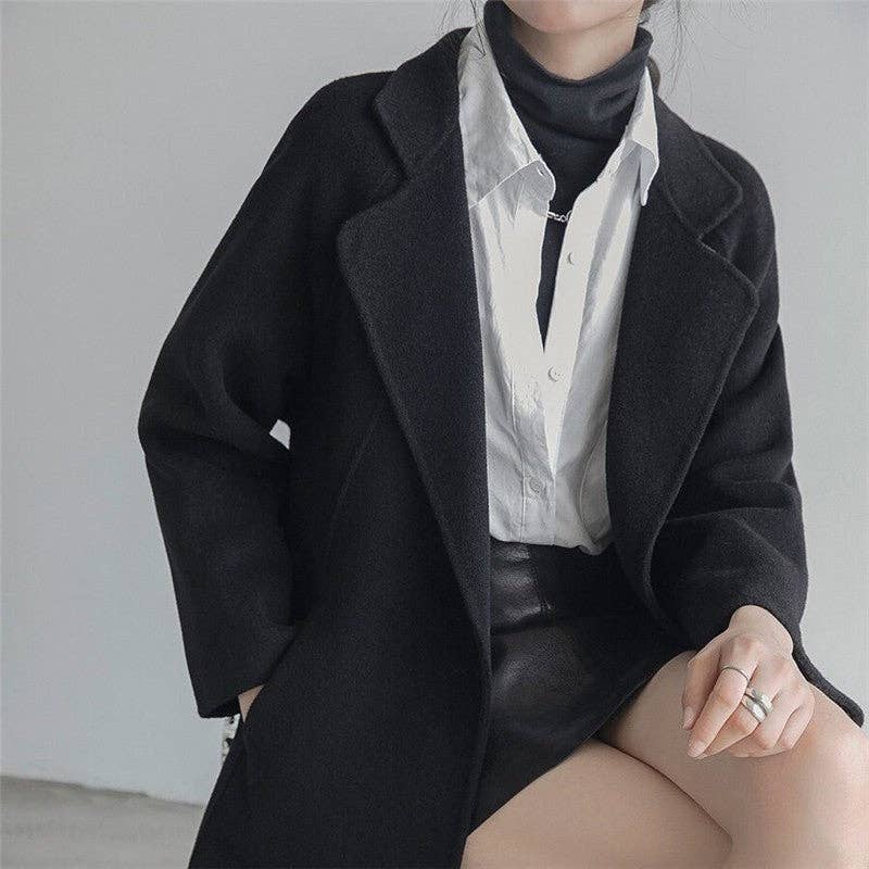 UZ Wholesale Store - Wholesale Coat – Women’s - Solid Color Double-Faced Cashmere Knee-Length Coat6