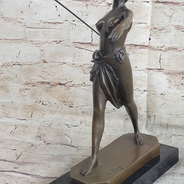 Bronzhaus - Wholesale Sculpture - Diana the Huntress Nemorensis Artemis w/ Spear Bronze Statue Sculpture after R. Leger2