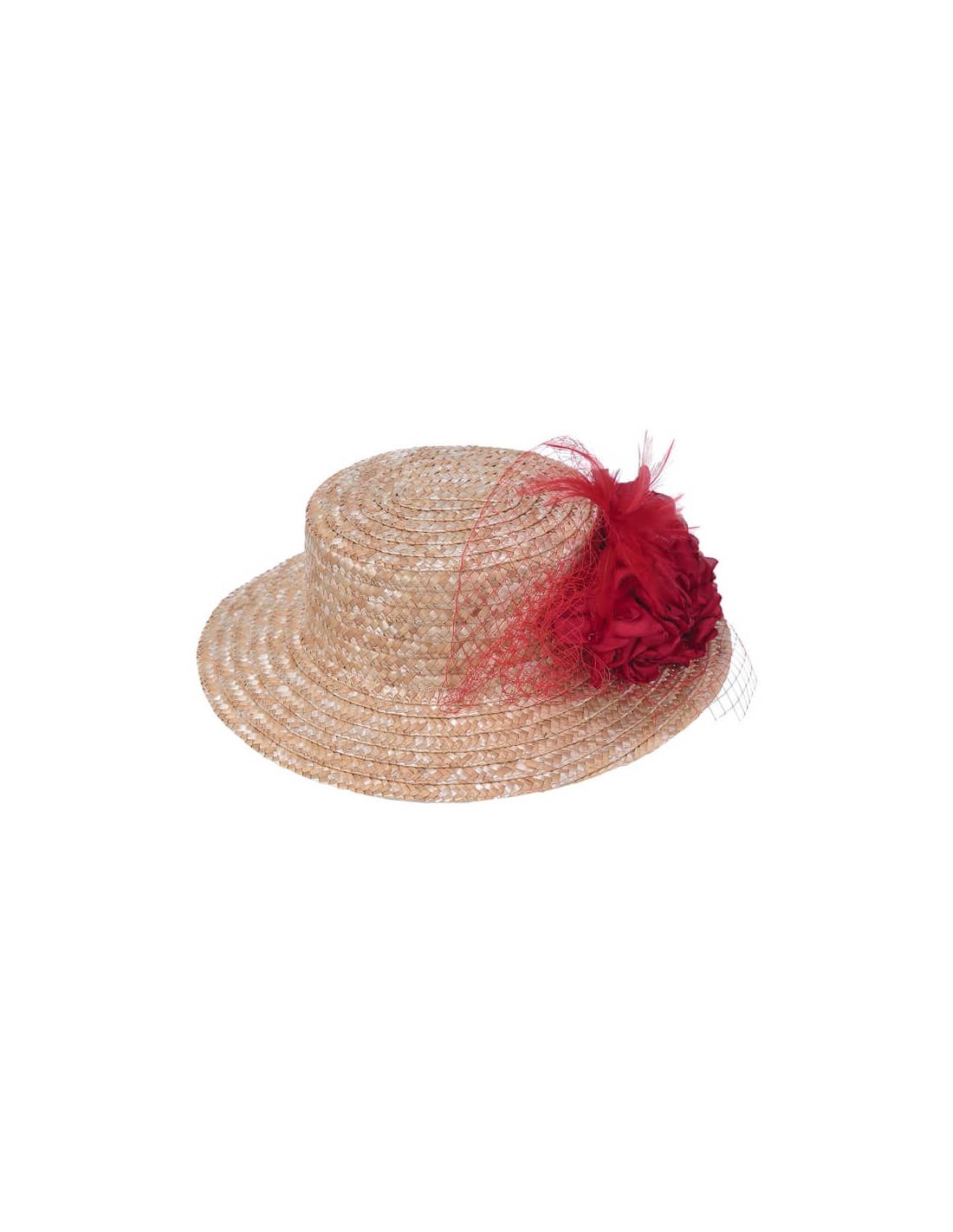 Flormoda - Wholesale Straw Hat - Women's - Red Roses Canotier