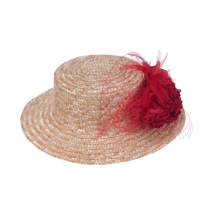 Flormoda - Wholesale Straw Hat - Women's - Red Roses Canotier0