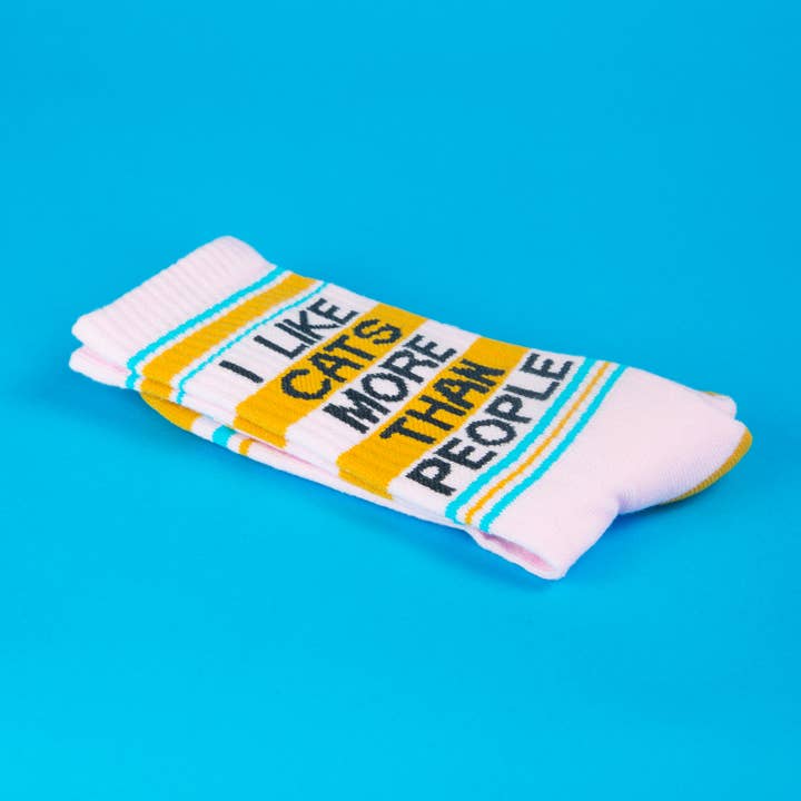 Gumball Poodle - Wholesale Socks - Unisex - I Like Cats More Than People Gym Crew Socks