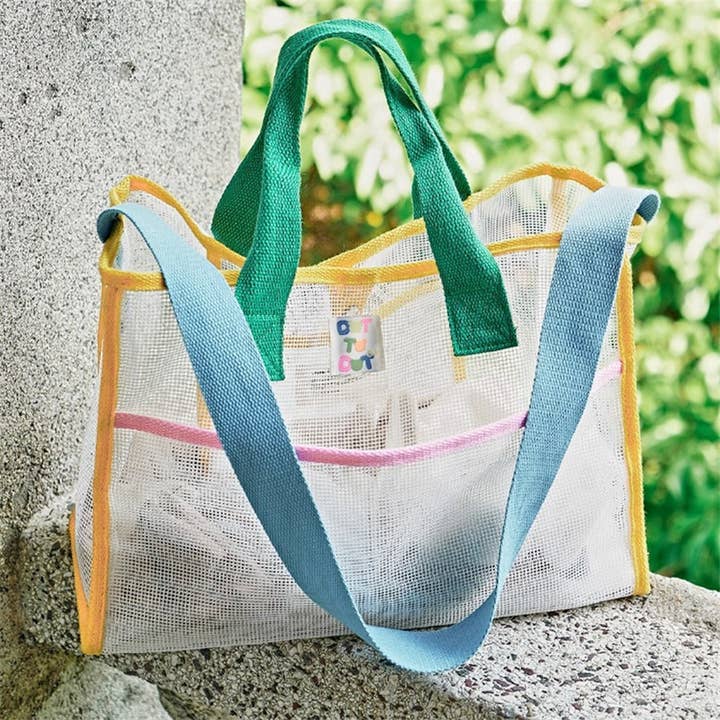 ACCITY - Wholesale Beach Bag - MESH CONTRAST COLOR BEACH TRAVEL STORAGE BAG_CWAB1916