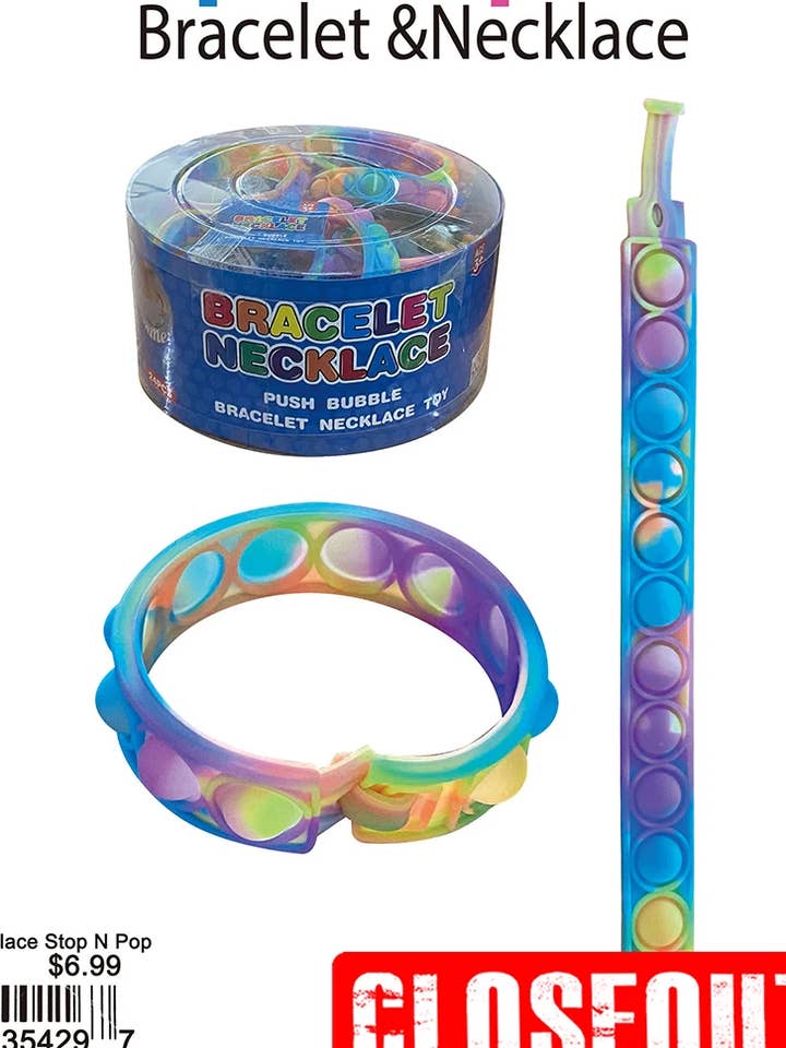 Bracelets and Necklace Stop N Pop - Closeout 144 Pcs. for wholesale by Puka Creations
