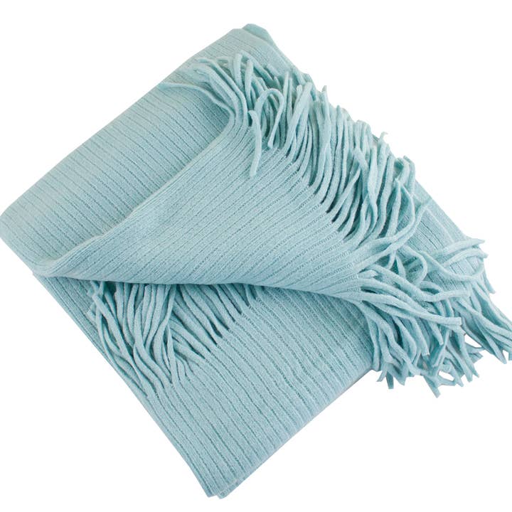 Fennco Styles - Wholesale Throw blanket - Faux Cashmere Soft 50"x60" Throw Blanket - Aqua3