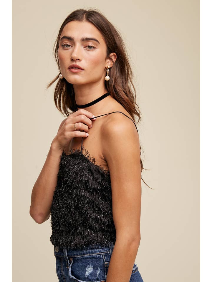 Listicle - Wholesale Camisole - Women's - Metallic Eyelash Knit Cami Top LT131527