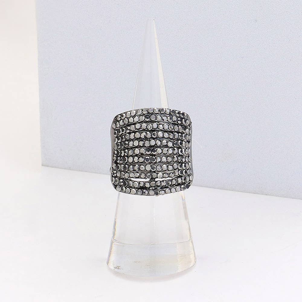 Sensibling Corp. - Wholesale Ring met meerdere stenen - Strass Pave stretchring met meerdere rijen9