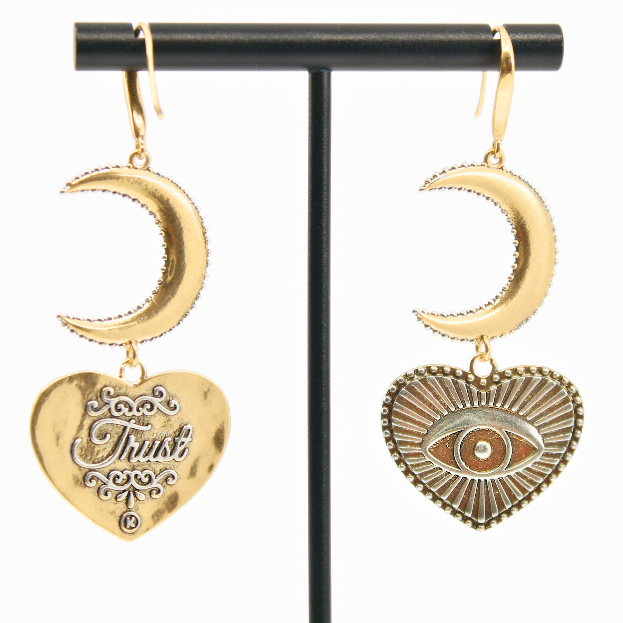 Katia Designs - Wholesale Dangle Earrings - Trust Moon & All-Seeing Eye Heart Drop Earrings5