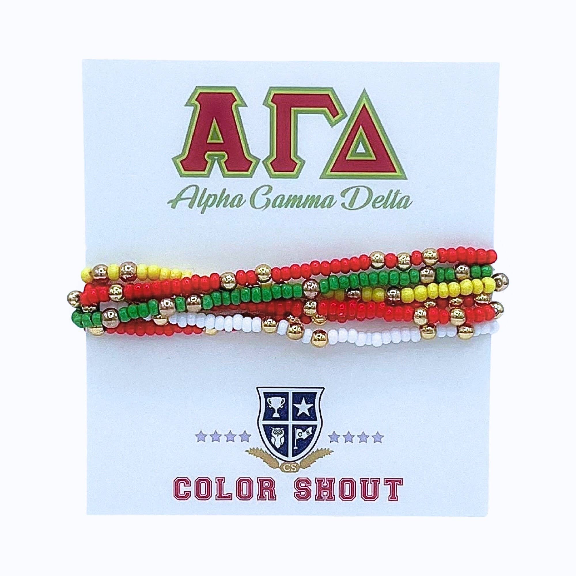 Color Shout - Wholesale Jewelry Set - Sorority Colors Stack: Set of 6 Beaded Stretch Bracelets1