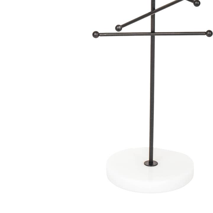Housevitamin bv – Engroshandel Smykkestativ og -display – Smykkeholder-Marmor/Metal-Sort -15x14x25,5cm