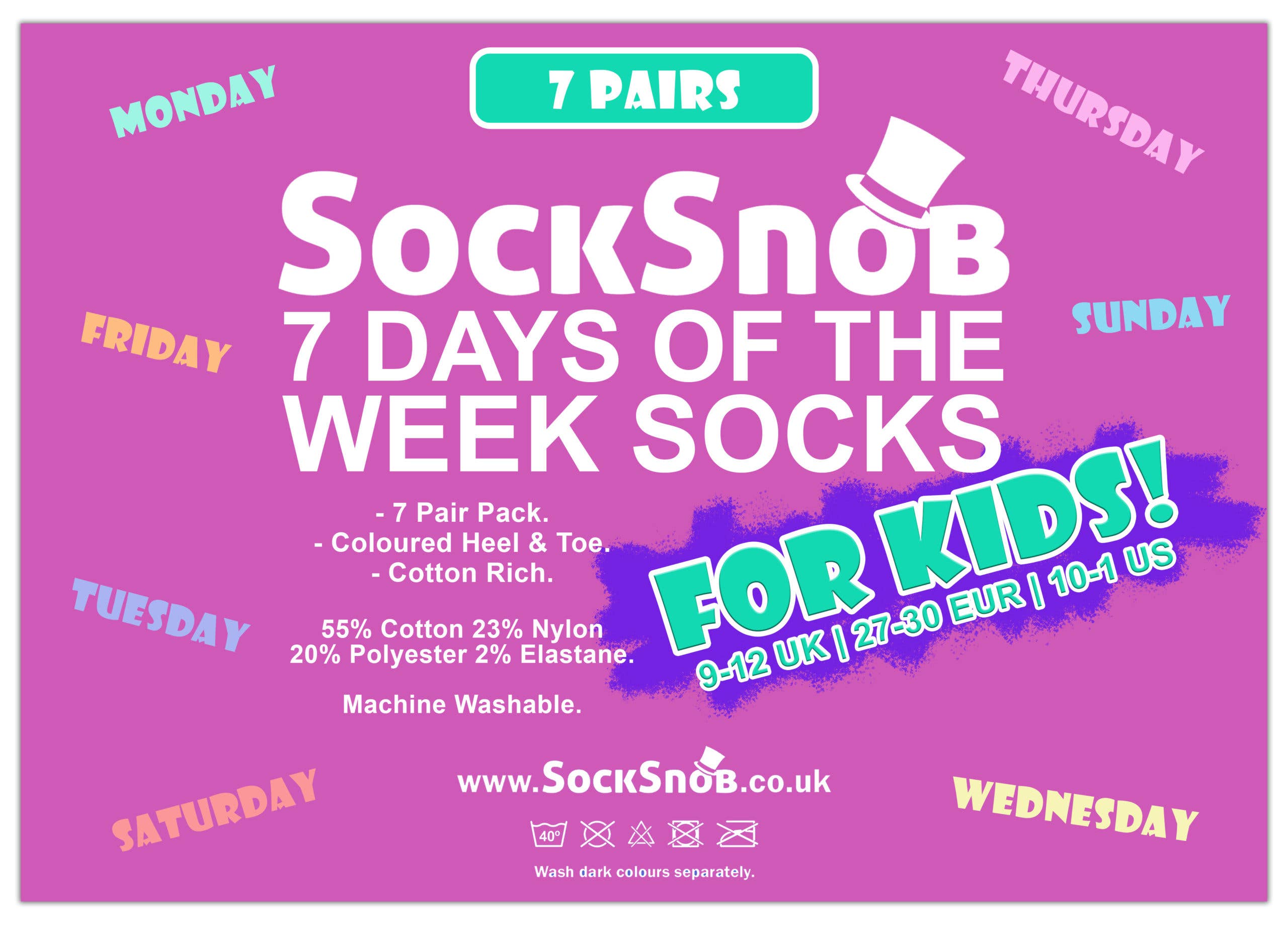 Pontivia Commerce - Wholesale Socks - Kids - SOCK SNOB - Kids Novelty Days of the Week Socks3