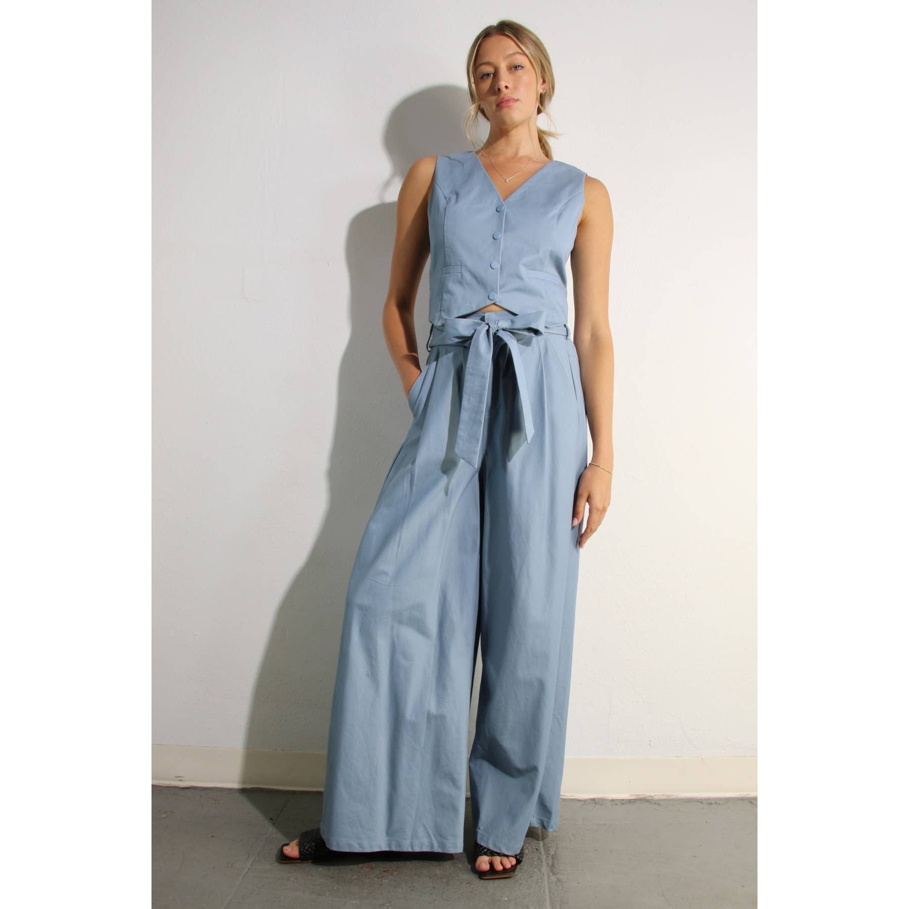 BLUE HAZE COTTON VEST AND PANTS SET for wholesale on Faire11