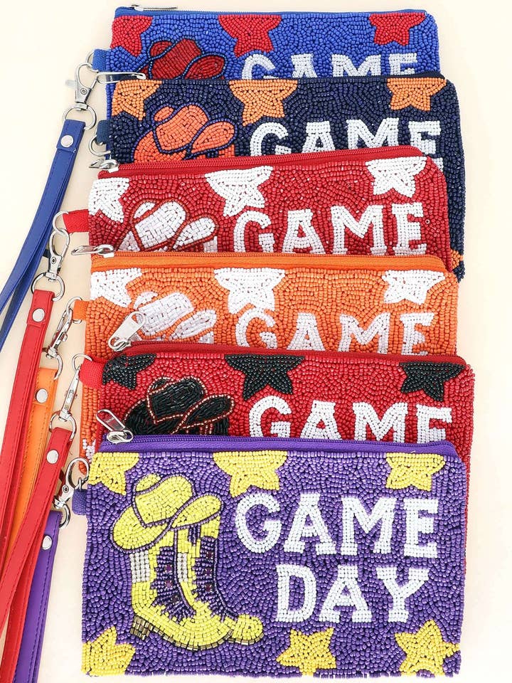 JEWELED GAME DAY BEADED WRISTLET COIN BAG BAG12848 for wholesale by anbfashion
