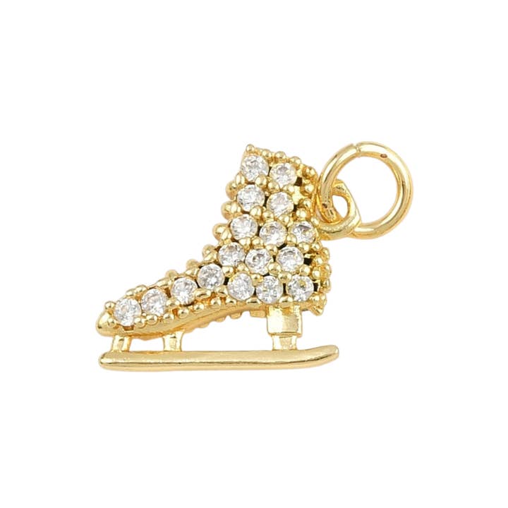 18k Gold Plated Brass Ice Skate Charm for wholesale by Love, Paige Designs