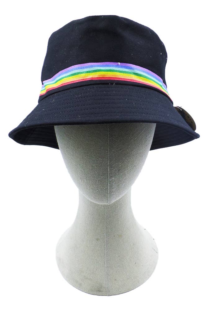Hana - Wholesale Bucket Hat - Women's - Rainbow Trim Solid Bucket Hat16
