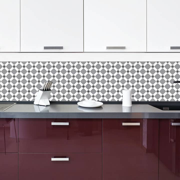 Crédence adhésive vinyle CORDOBA Gris moyen 200x40cm pour la vente par Le Grand Cirque