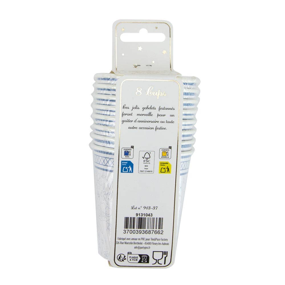 Tim&Puce Factory - Wholesale Disposable Cup - 200ML BLUE FLOWER CUPS X 82