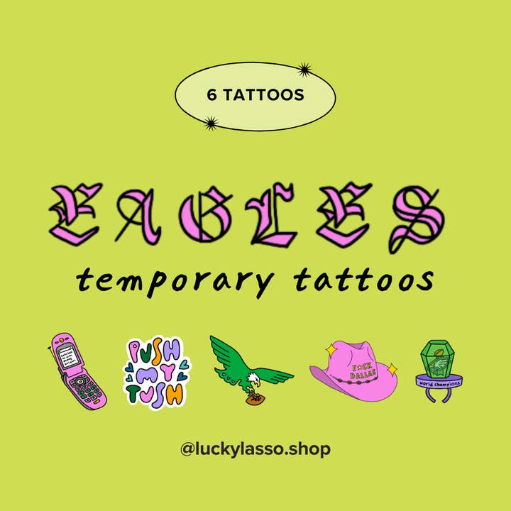 Eagles temporary tattoos and other Purchase Wholesale lãs e linhas. Free Returns & Net 60 Terms on Faire trending on Faire.