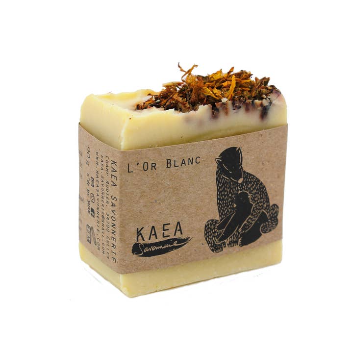 Organic Soap "White Gold" - without essential oils - 90g square for wholesale by KAEA Savonnerie