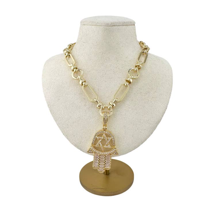 Love, Lisa – wholesale Pendant/charm necklace – Hailey Hamsa Star of David Necklace