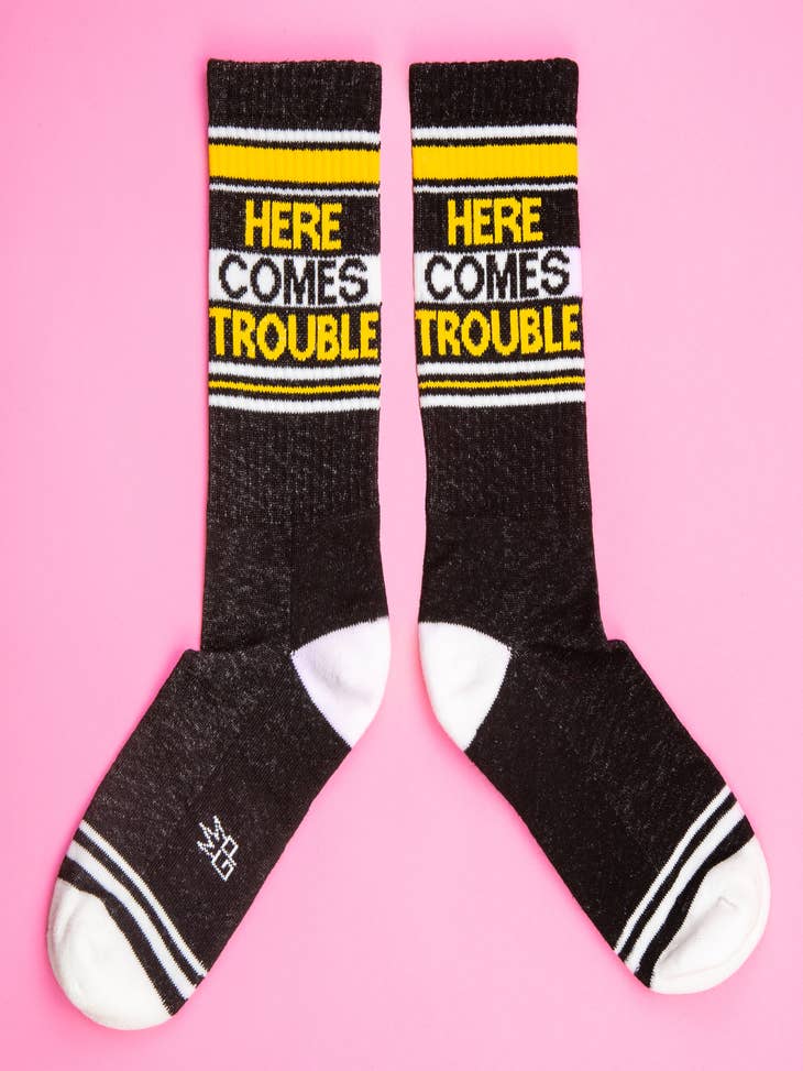 Wholesale Here Comes Trouble Gym Crew Socks for your store - Faire