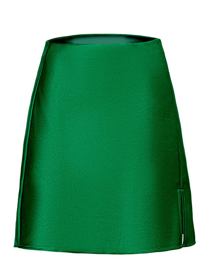 HIDDENBRAND - Wholesale Skirt - Women's - Satin Slit High-Waisted Elasticated Sexy A-Line Skirt2