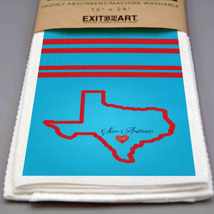 Love San Antonio - 16" x 24" Waffle Weave Tea Towel for wholesale by EXIT82ART