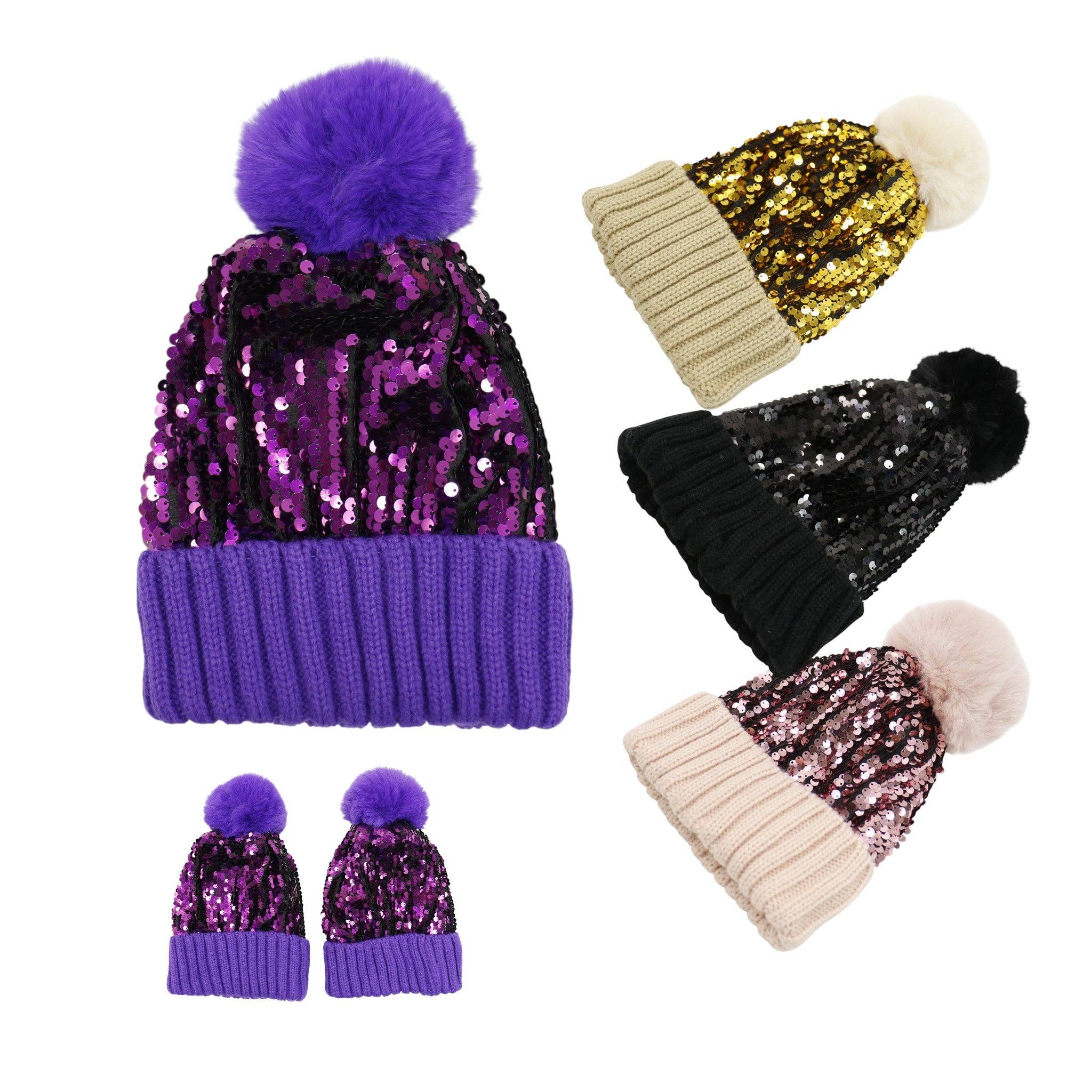 TAPA fashion – wholesale Mössa - Dam – Pom Pom Paljettmössa HA3715-1 (3ST)56