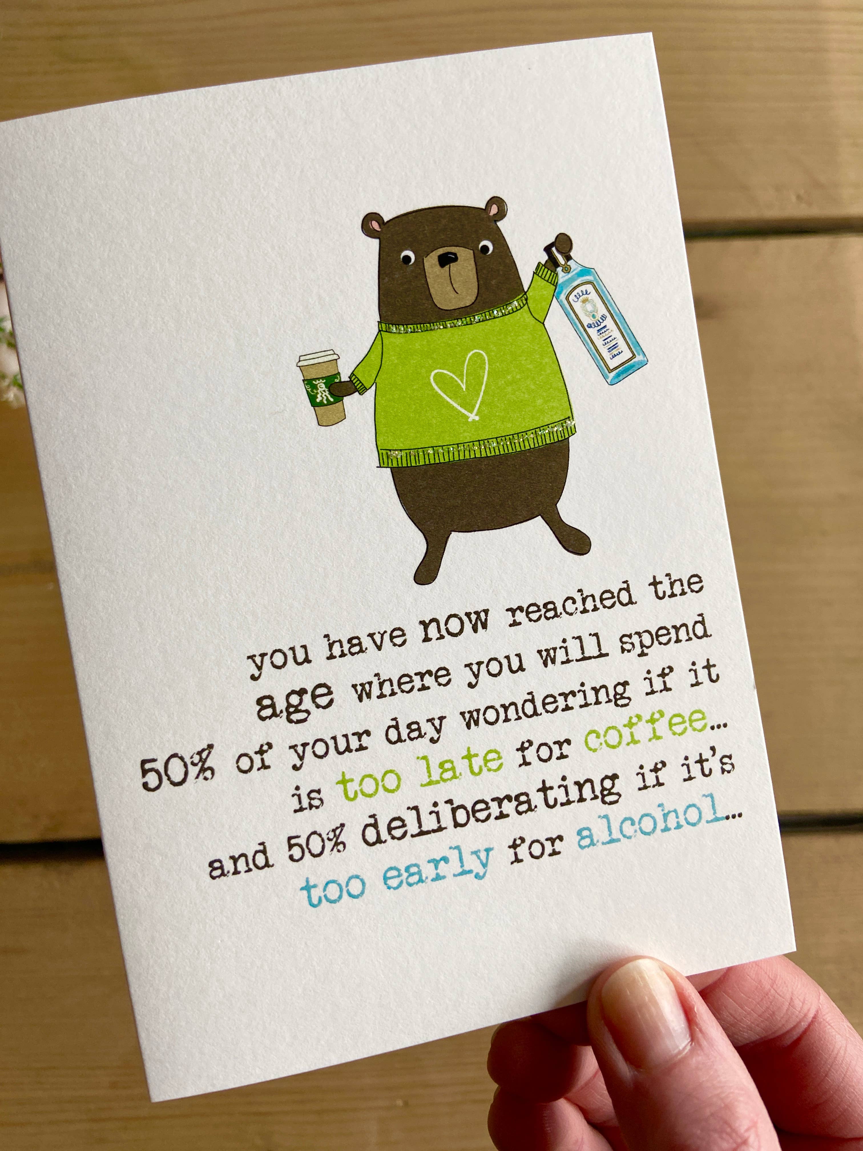 Dandelion Stationery - Wholesale Birthday Card - Coffee And Alcohol - Humorous Greetings Card1