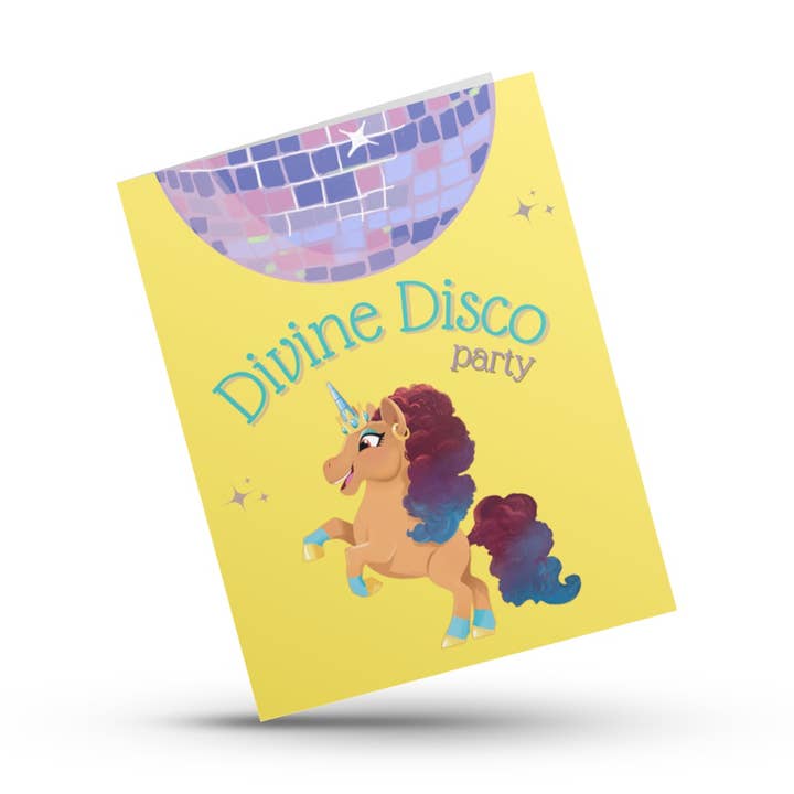 Divine Disco Afro Unicorn Birthday Card for wholesale by Hustle & Hope