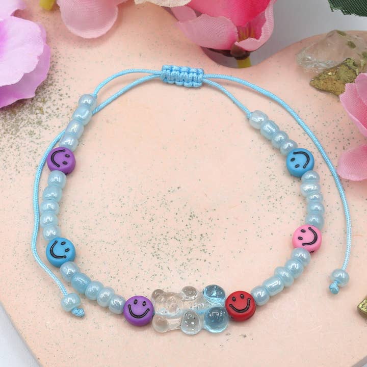 Daemon srls - Wholesale Beaded Bracelet - WINNY~ BRACCIALE-CAVIGLIERA DI PERLINE REGOLABILE CON SMILES E ORSETTO2