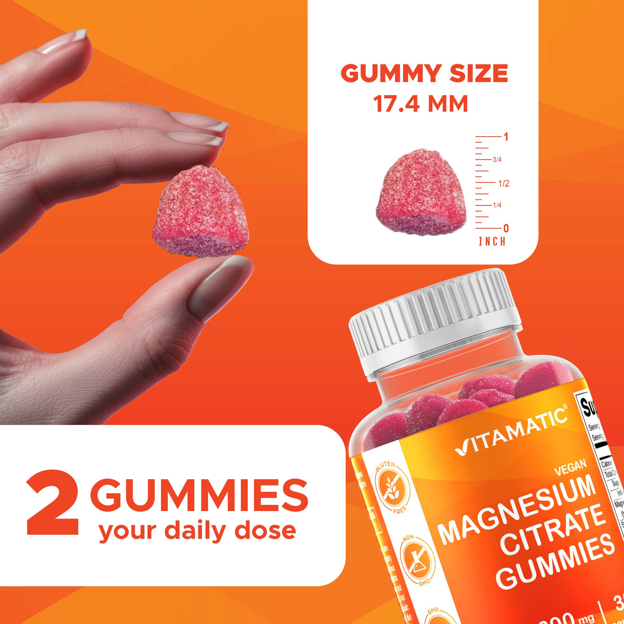 Vitamatic - Wholesale Oral Supplement/Vitamin - Vitamatic Magnesium Citrate Gummies 600mg per Serving2
