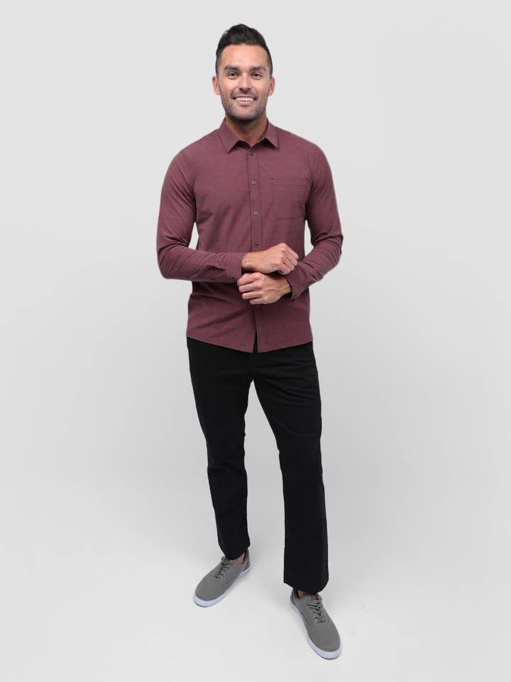 INTO THE AM - Vente Chemise à col boutonné – homme - Chemise boutonnée à manches longues pour hommes10