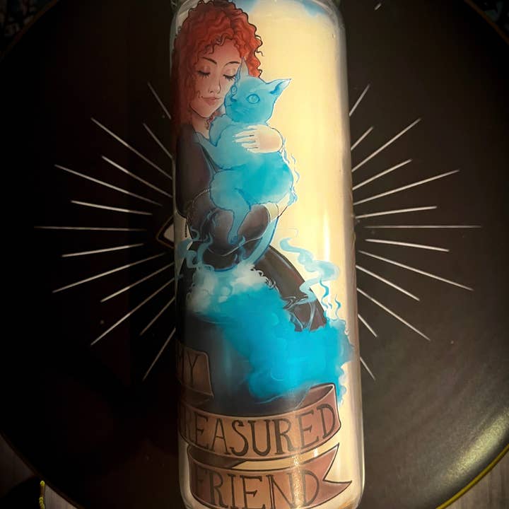 Krimson Canvas - Wholesale Votive Candle - Cat Grief "Treasured Friend" Prayer/Spell Candle1