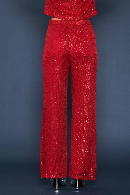 SKIES ARE BLUE - Wholesale Pants - Women's - Sequins Semi Flared Pants2