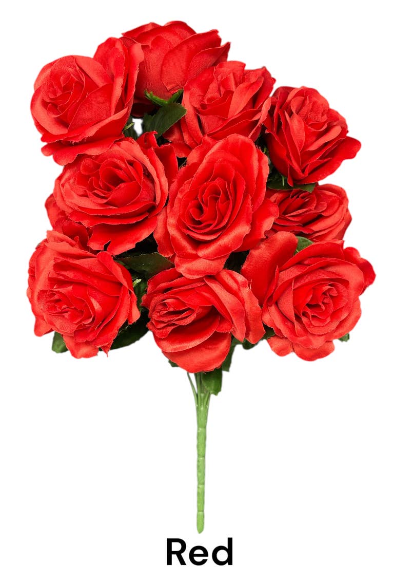 Thompson Wholesale - Wholesale Artificial Flowers - Color Fast Lillian Open Rose Bush (30 PK)26