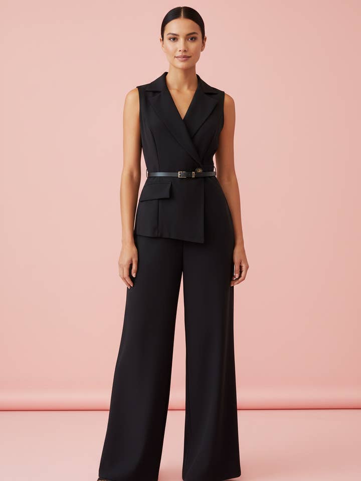 LANGE ZWARTE JUMPSUIT 6238 voor wholesale door EMMA WU DESIGN