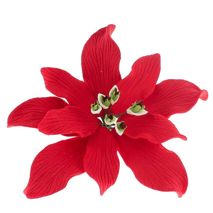 Global Sugar Art - Wholesale Cake/cupcake topper - Christmas Poinsettia Sugar Flowers for Cakes, by Global Sugar Art, Small Poinsettia