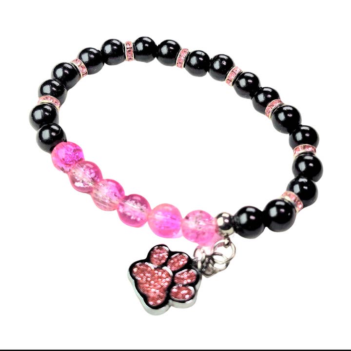 Rosa-Schwarzes Haustierpfoten-Armband #1 für den Großhandel von Toizan Jewelry