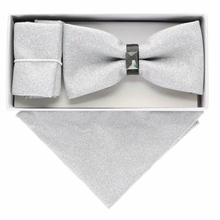 Dubal Brothers - Wholesale Bow Tie - Men's - VITTORIO FARINA Rhinestone Bowtie & Pocket Square by Classy Cufflinks13