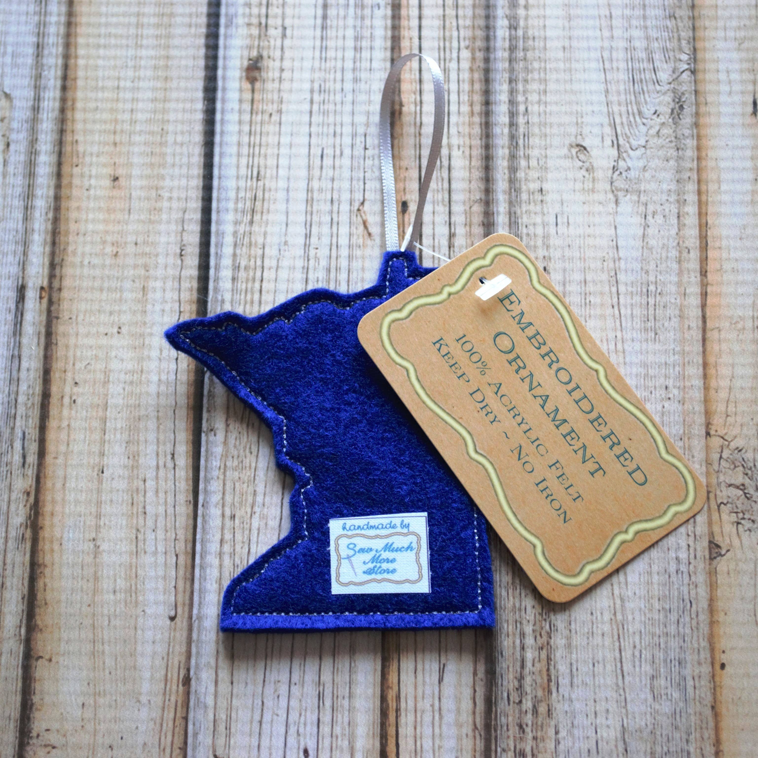 SewMuchMoreStore - Wholesale Ornament - State Red Buffalo Plaid Embroidered Felt Ornament - Holiday40