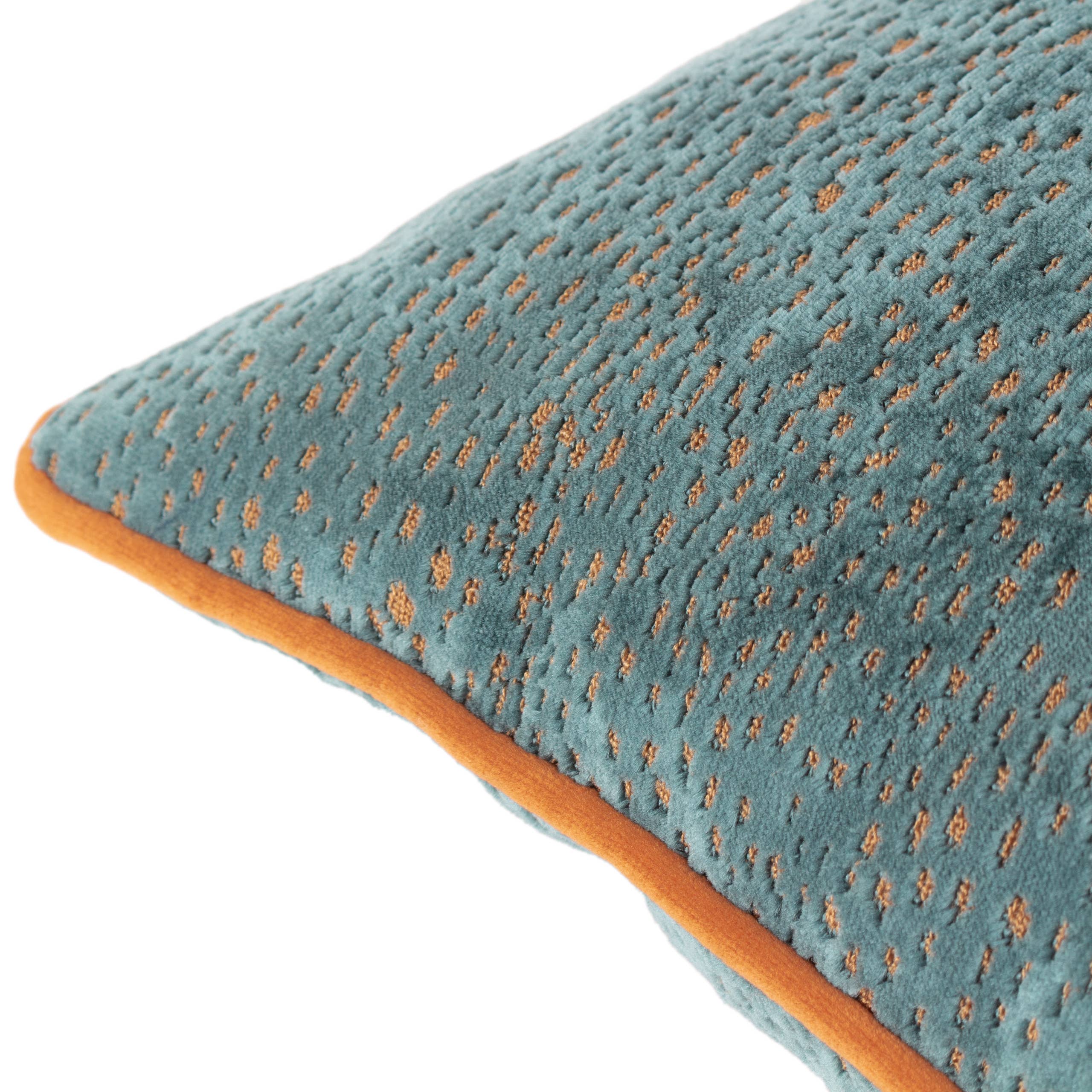 Teal Rust Estelle Spotted Cushion Teal/Rust for wholesale on Faire2