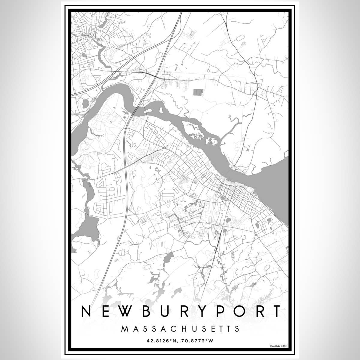 JACE.design – wholesale Art print – Newburyport MA Map Print Classic3