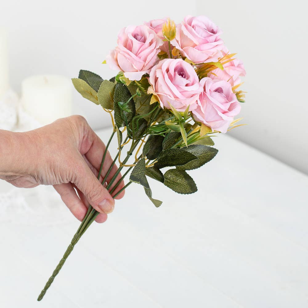 Factory Direct Craft - Wholesale Artificial Flowers - 13-inch Artificial Roses Nosegay Bush - Select Color4