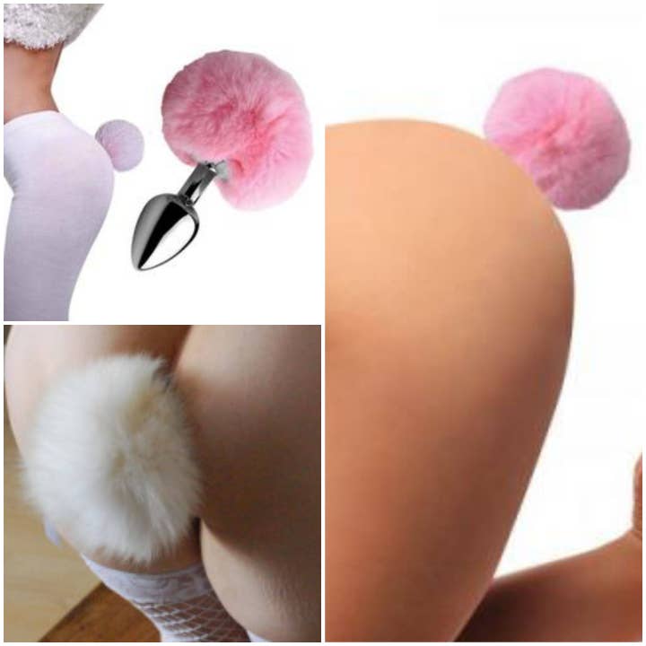 VIGOR - Wholesale Sex Toy - Bunny Tail Butt Plug Baby Pink Or White Variations2