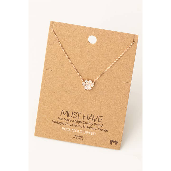 Fame Accessories - Wholesale Pendant/Charm Necklace - Dog Paw Print Charm Necklace
