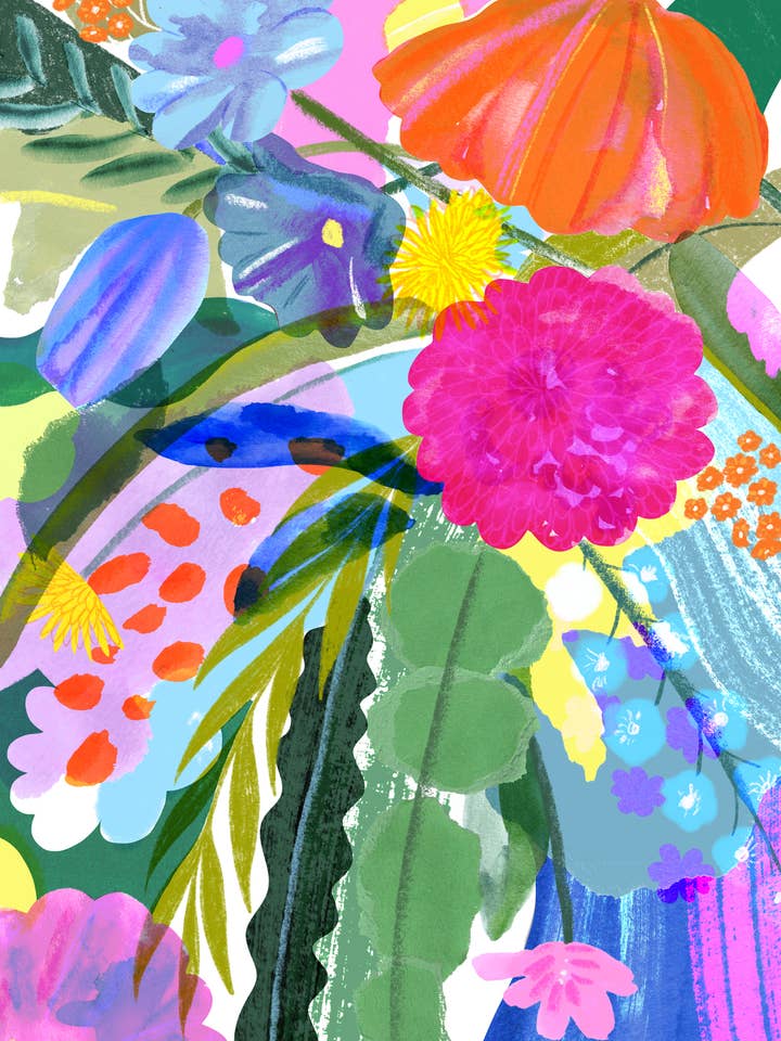 Drunken Blooms Giclée Print for wholesale by Lucy Sherston