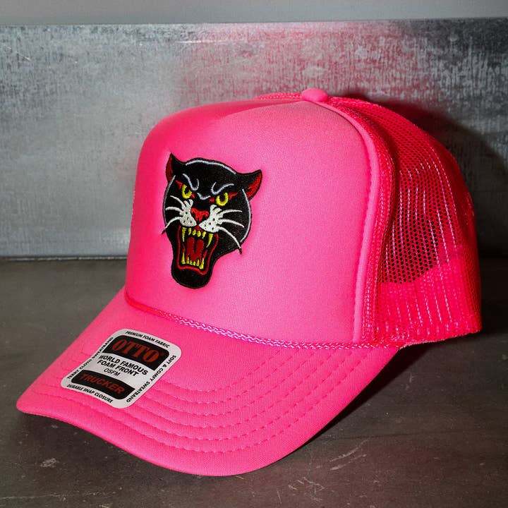 Burnt Toast - Wholesale Trucker Hat - Unisex - Panther Neon Pink Embroidered Trucker Hat1