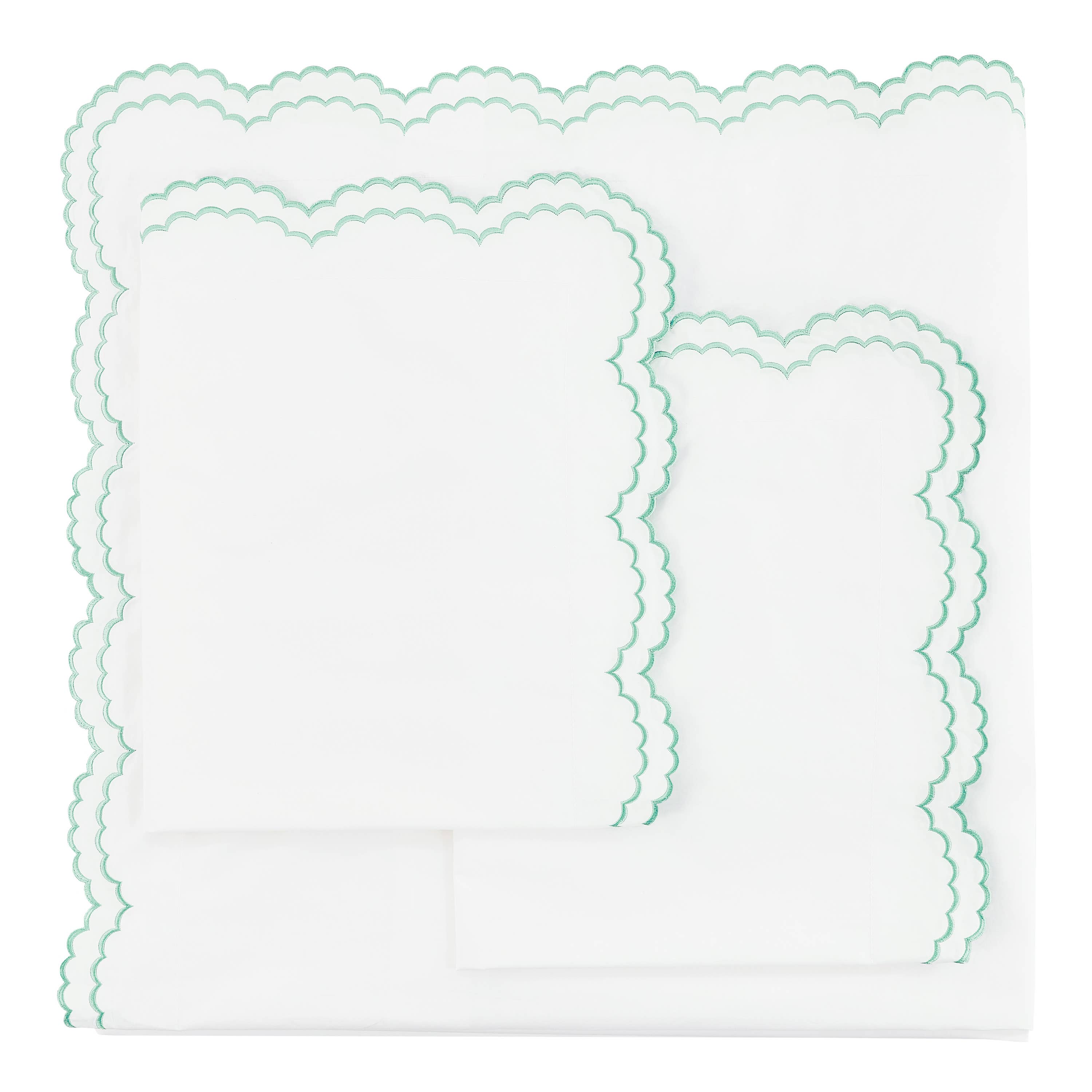 Mélange Home - Vente Housses de couette - Ensemble de housse de couette en percale de coton brodé à double festons16