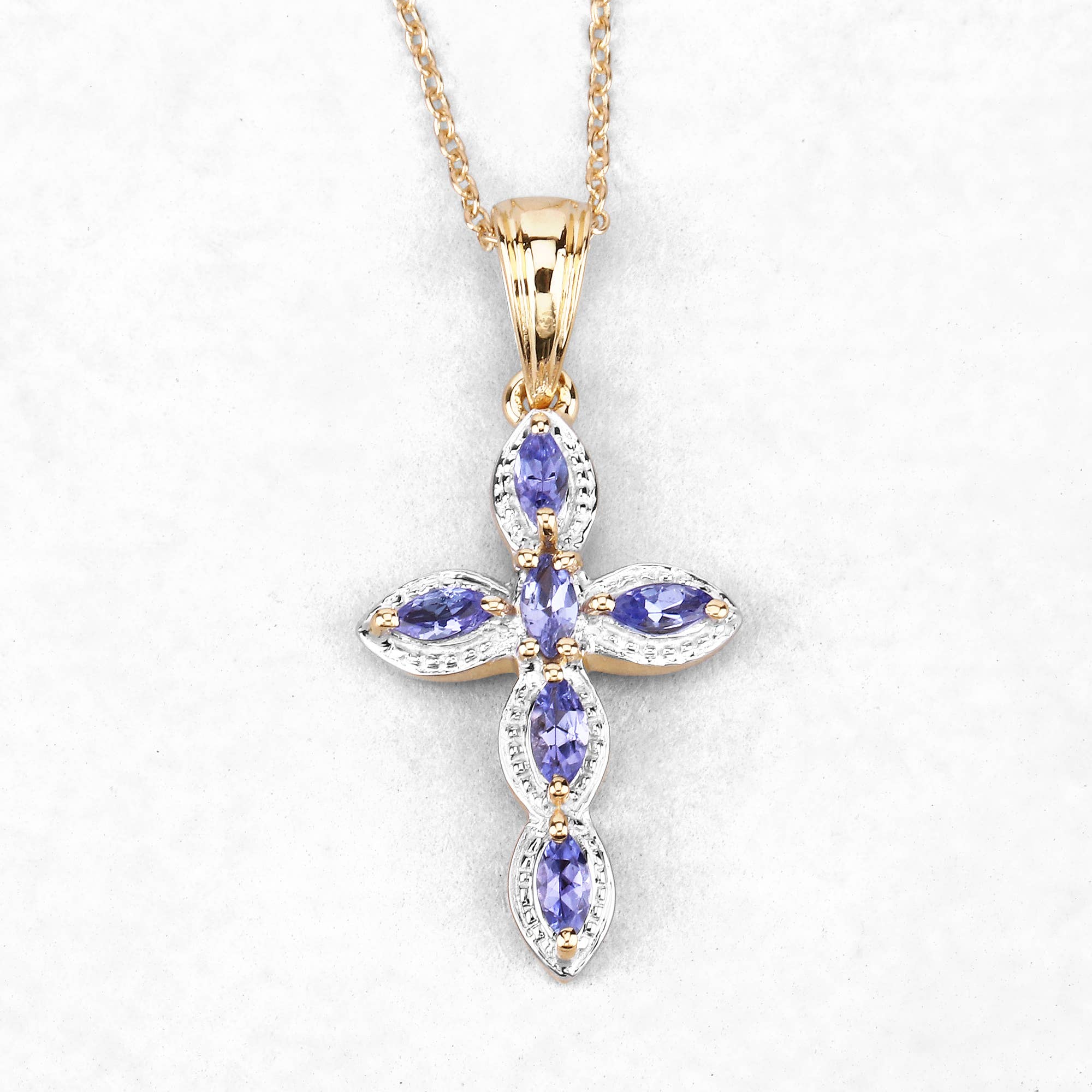 Quintessence Jewelry – wholesale Pendant/charm necklace – Tanzanite Pendant, Natural Tanzanite Cross Pendant Necklace4