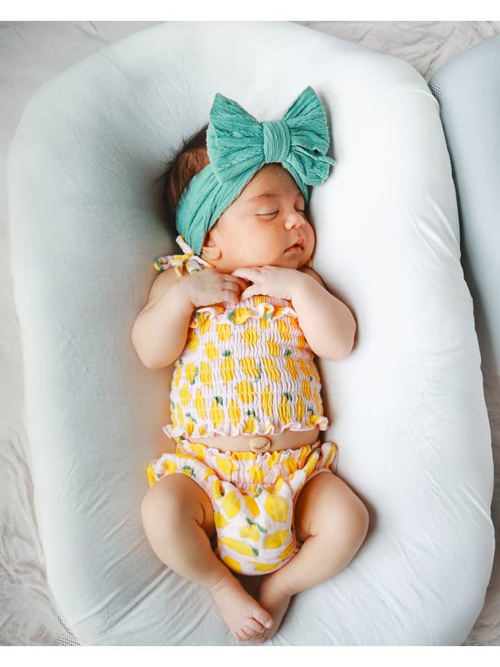SIIX Collection - Wholesale Clothing Set - Baby - Lemon Sorbet / Muslin Smocked Ruffle Top & Bloomer